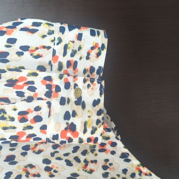 Chaus Red & Blue Asymmetrical Long Sleeve Blouse Front Tie Detail Blouse - L NWT - Picture 5 of 9